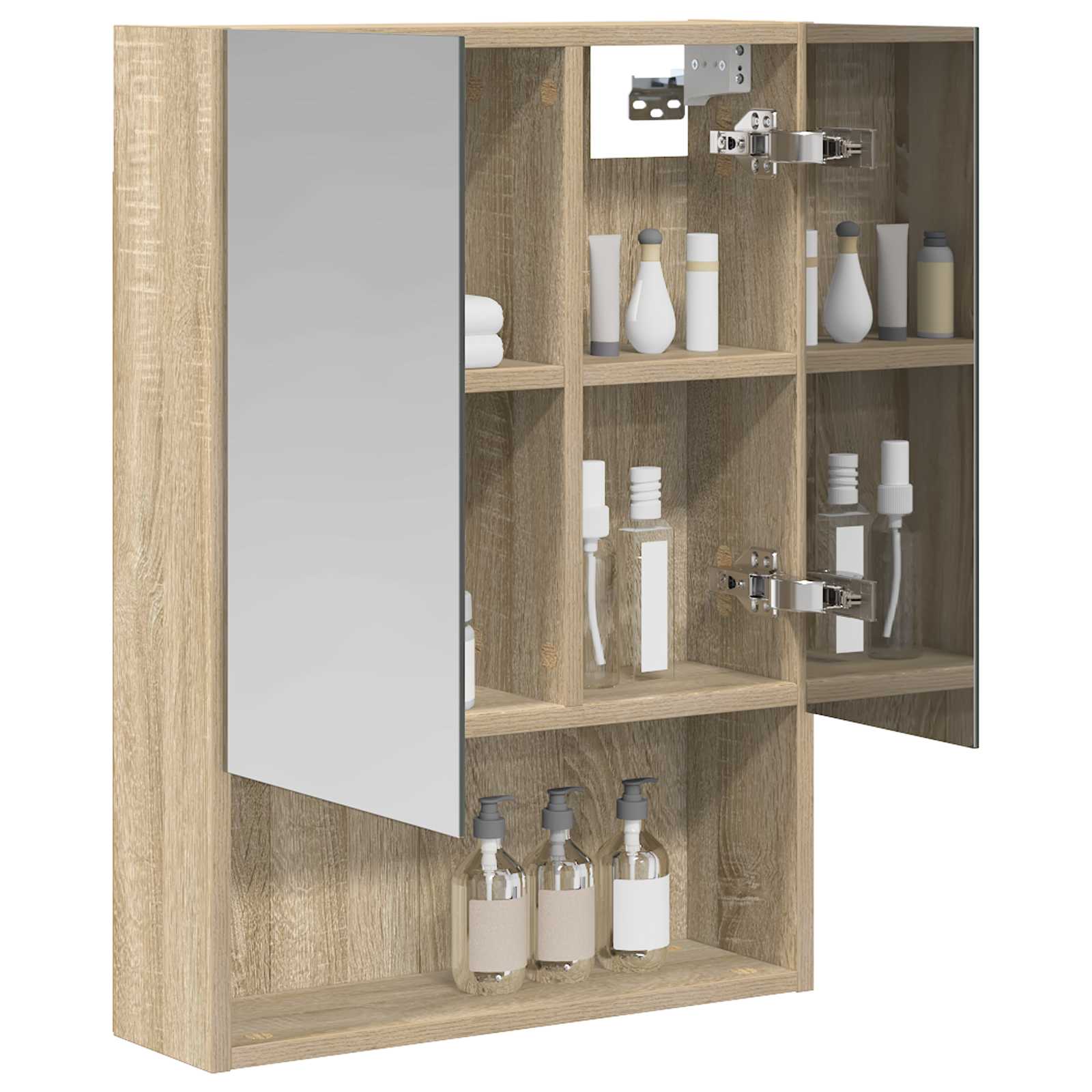 Badezimmerspiegelschrank mit Tür Sonoma-Eiche 50 x 14,5 x 70 cm