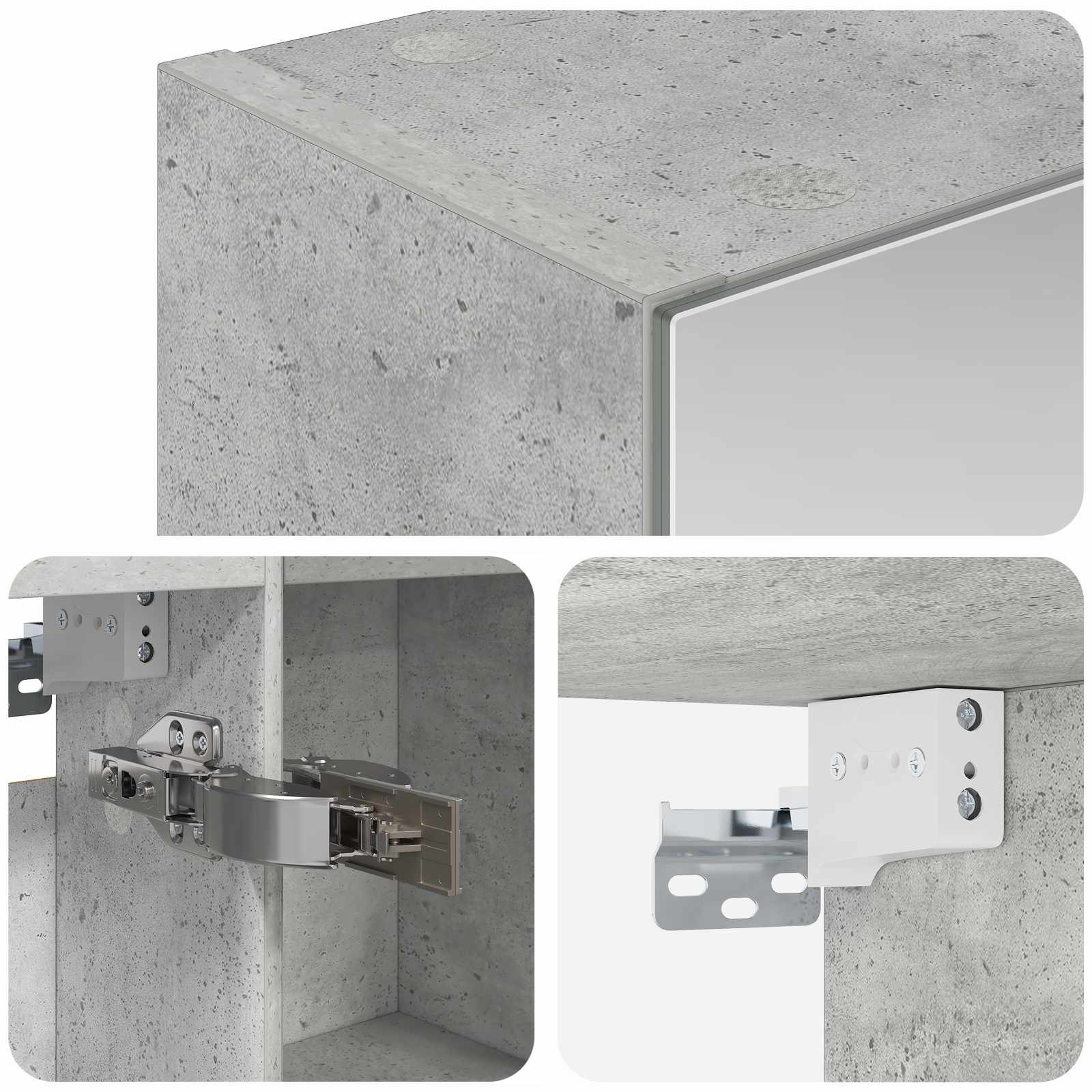 Badezimmerspiegelschrank mit Regal Beton Grau 50 x 14,5 x 70 cm