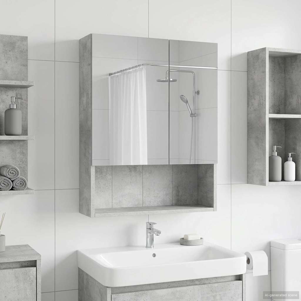 Badezimmerspiegelschrank mit Regal Beton Grau 50 x 14,5 x 70 cm