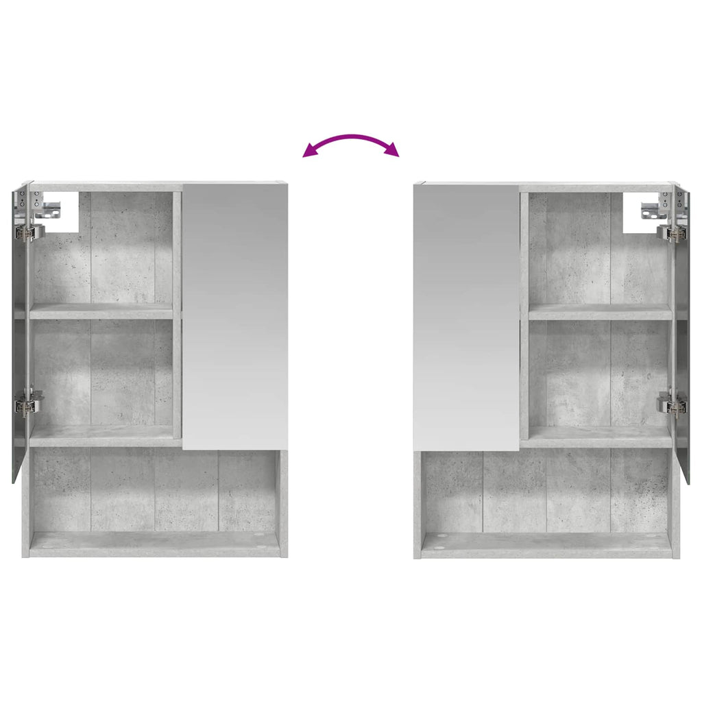 Badezimmerspiegelschrank mit Regal Beton Grau 50 x 14,5 x 70 cm