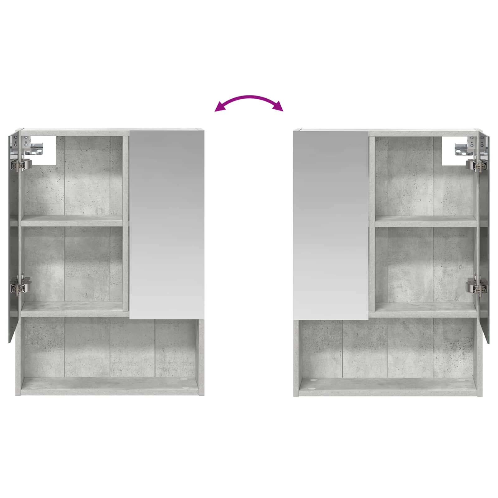 Badezimmerspiegelschrank mit Regal Beton Grau 50 x 14,5 x 70 cm