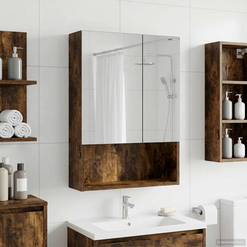 Badezimmerspiegelschrank Geräucherte Eiche 50 x 14,5 x 70 cm