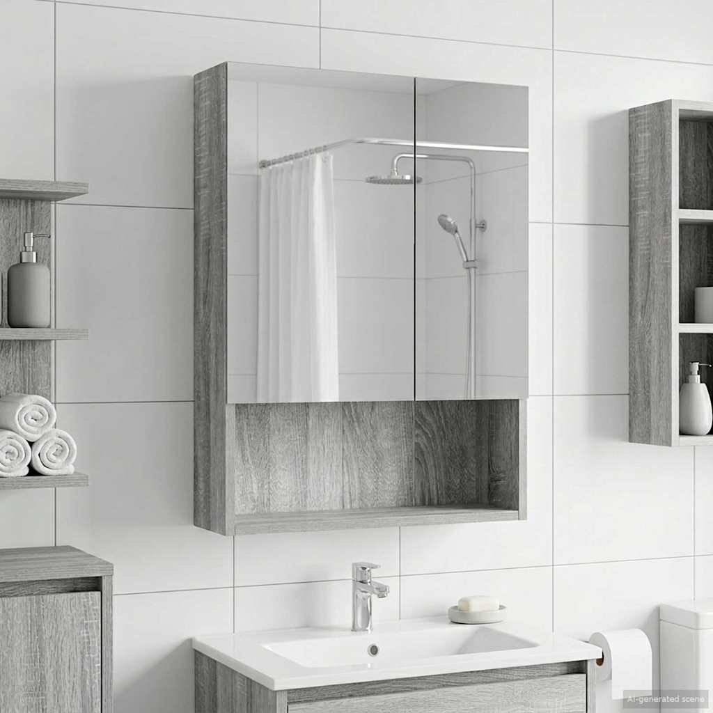 Badezimmerspiegelschrank Graues Sonoma 50 x 14,5 x 70 cm