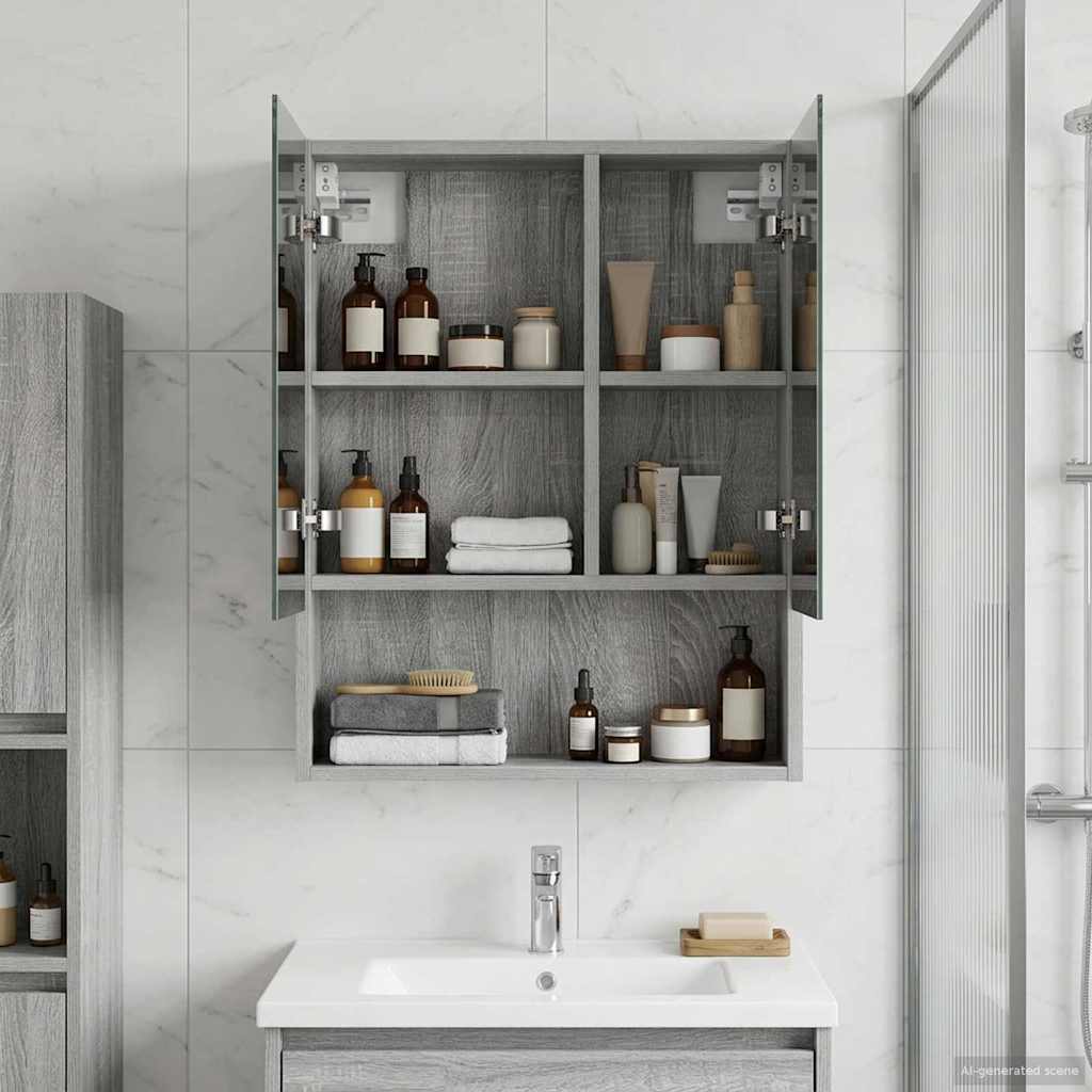 Badezimmerspiegelschrank Graues Sonoma 50 x 14,5 x 70 cm