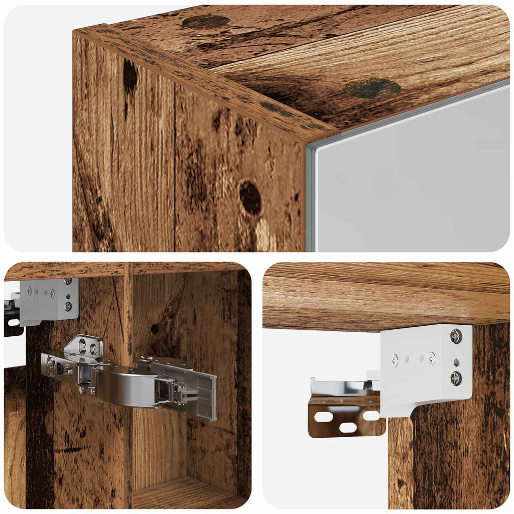 Badezimmerspiegelschrank mit Regal Altholz 50 x 14,5 x 70 cm