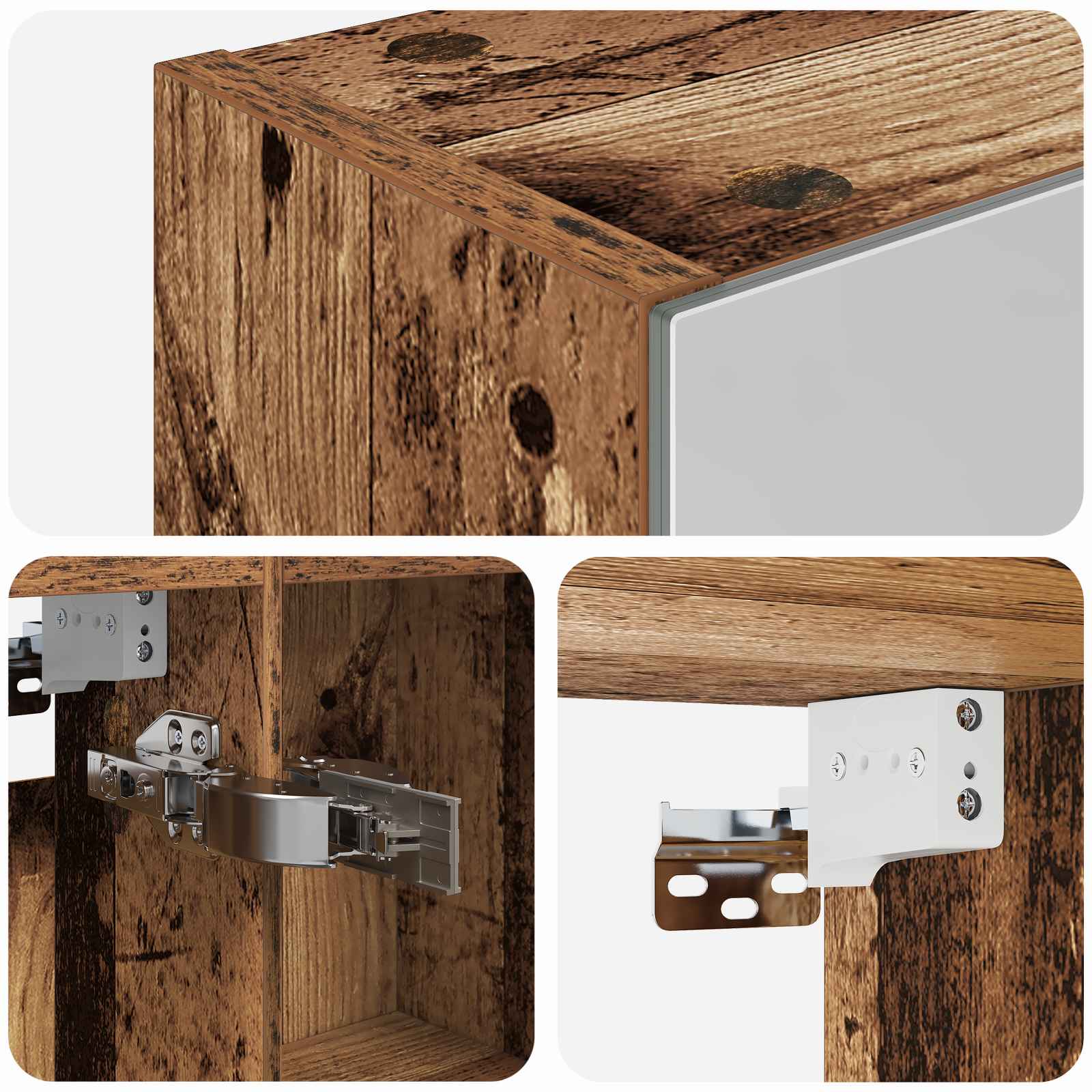 Badezimmerspiegelschrank mit Regal Altholz 50 x 14,5 x 70 cm