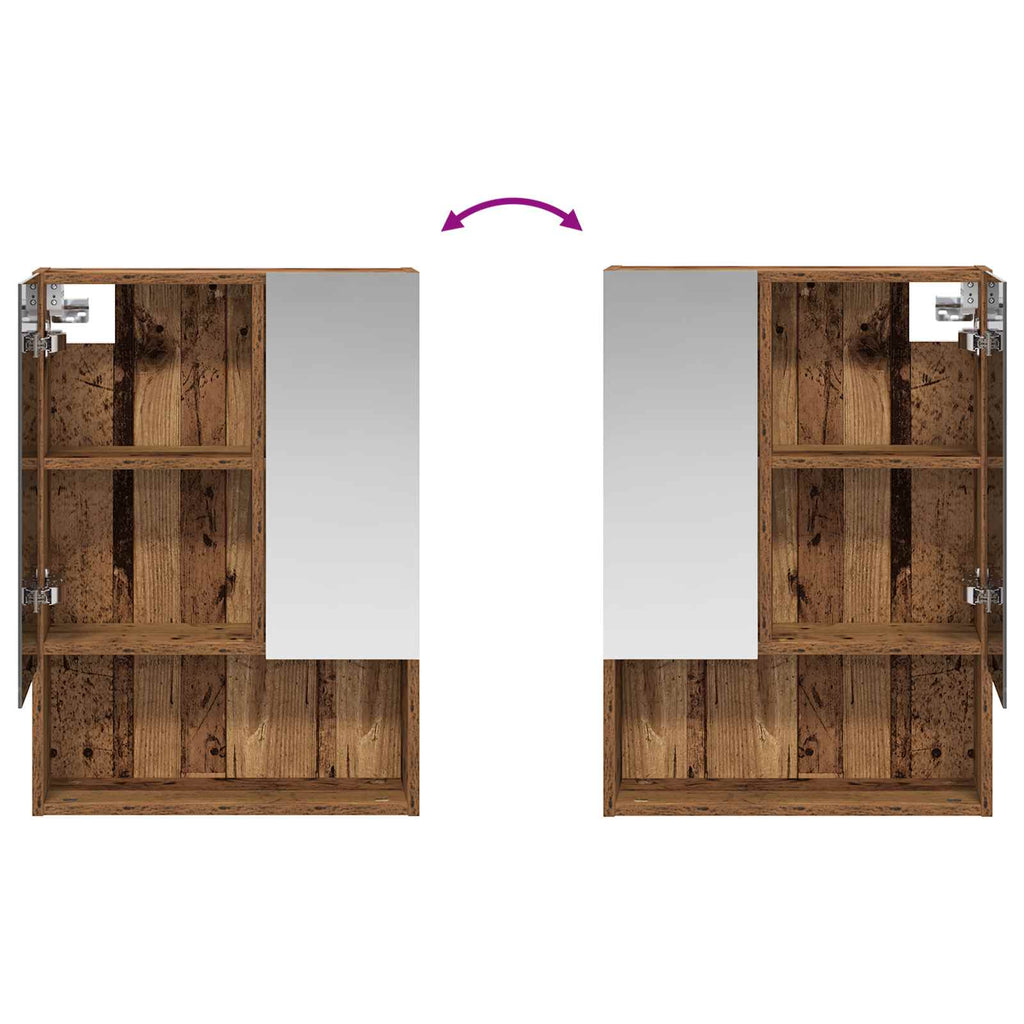 Badezimmerspiegelschrank mit Regal Altholz 50 x 14,5 x 70 cm