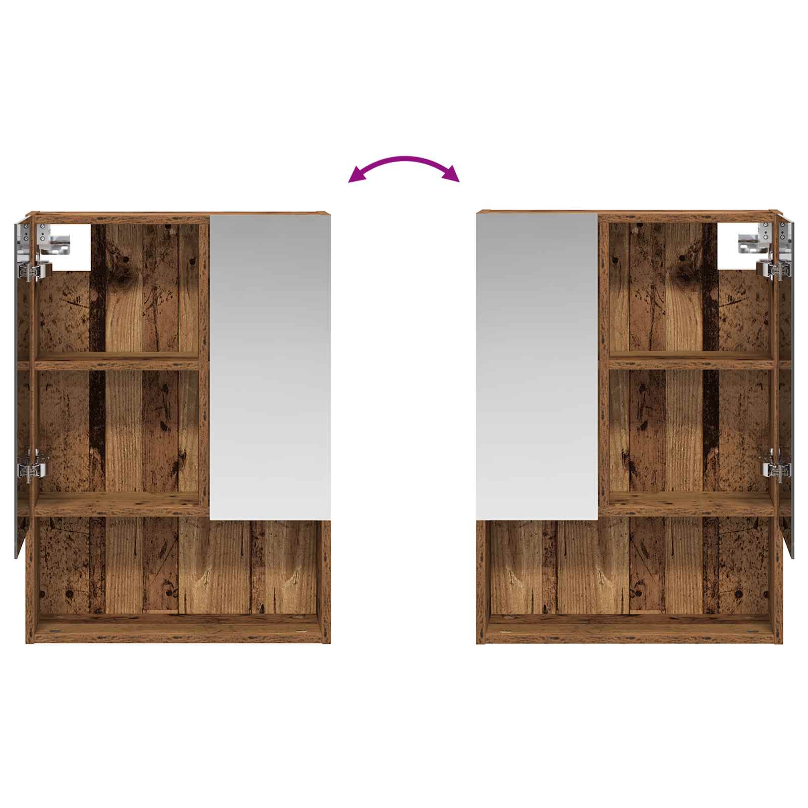 Badezimmerspiegelschrank mit Regal Altholz 50 x 14,5 x 70 cm