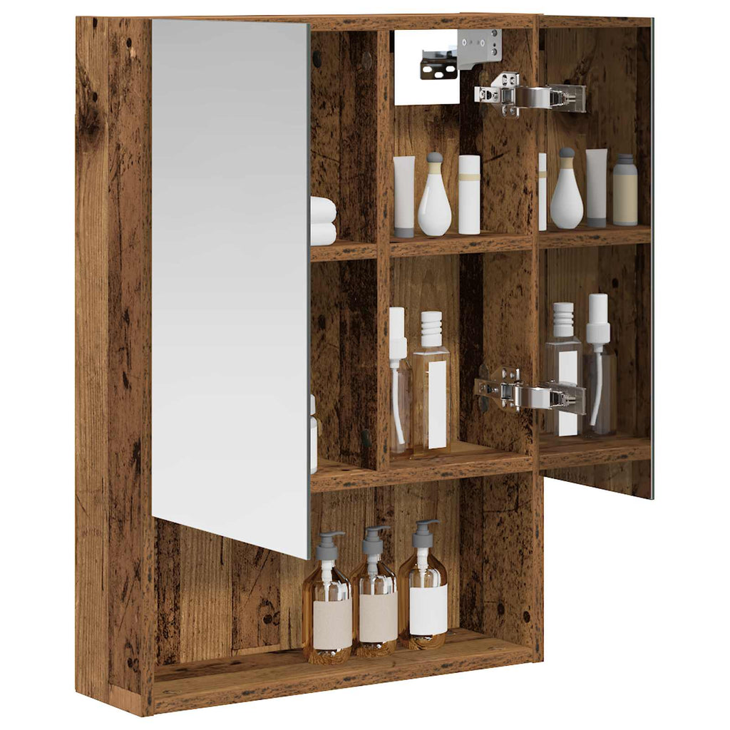 Badezimmerspiegelschrank mit Regal Altholz 50 x 14,5 x 70 cm