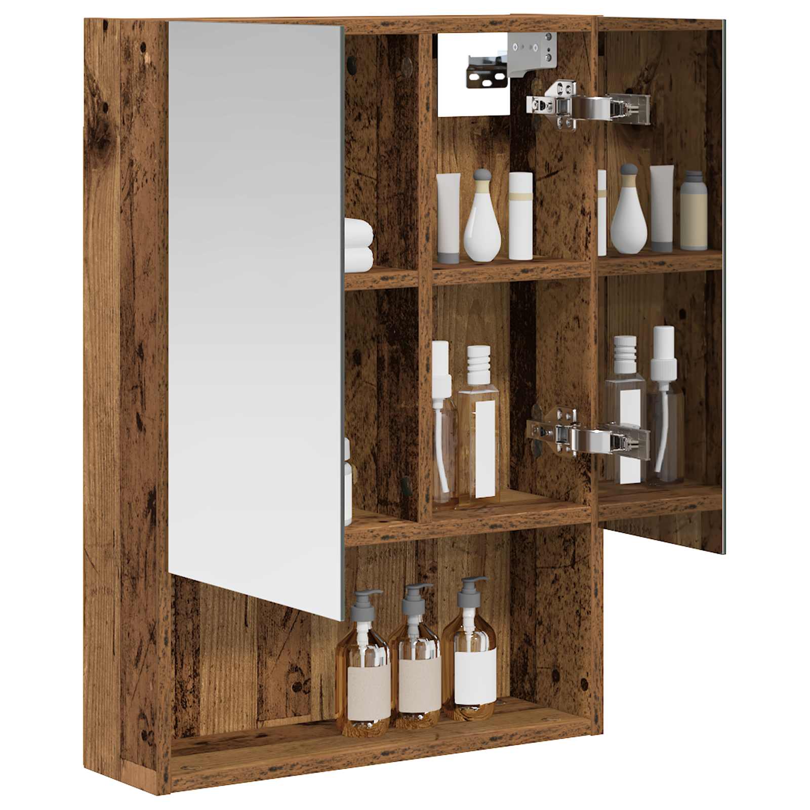 Badezimmerspiegelschrank mit Regal Altholz 50 x 14,5 x 70 cm