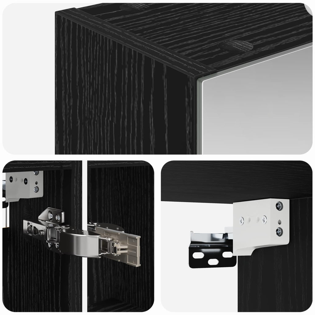 Badezimmerspiegelschrank Schwarz Eichen-Optik 50 x 14,5 x 70 cm
