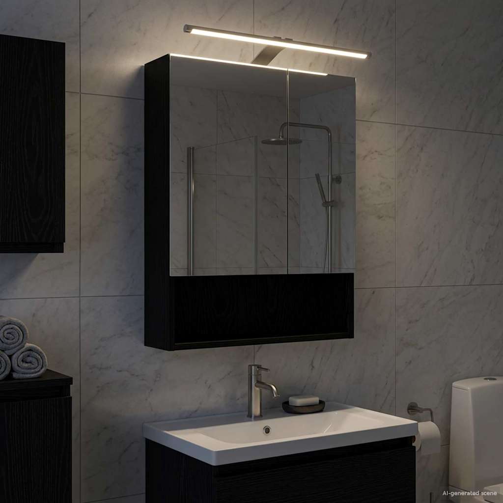 Badezimmerspiegelschrank Schwarz Eichen-Optik 50 x 14,5 x 70 cm