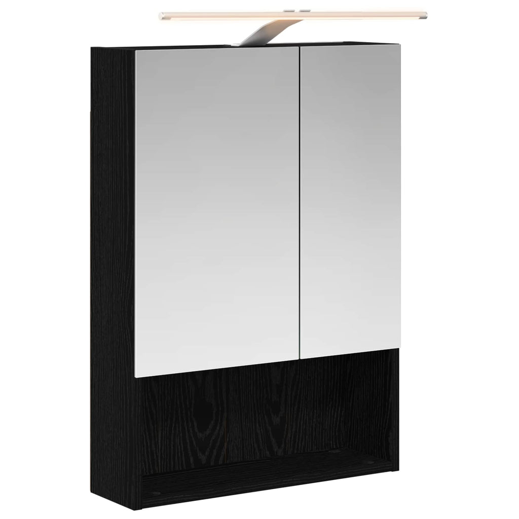 Badezimmerspiegelschrank Schwarz Eichen-Optik 50 x 14,5 x 70 cm