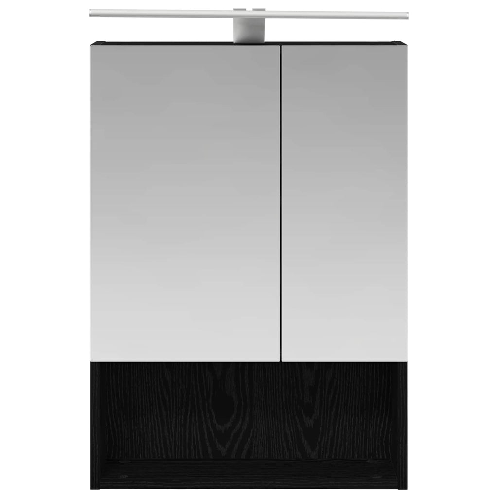 Badezimmerspiegelschrank Schwarz Eichen-Optik 50 x 14,5 x 70 cm