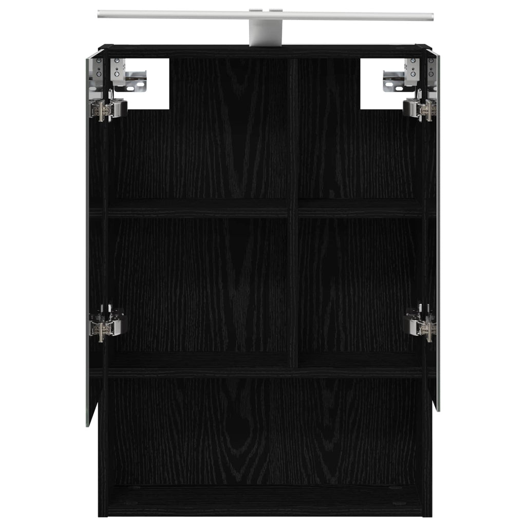 Badezimmerspiegelschrank Schwarz Eichen-Optik 50 x 14,5 x 70 cm