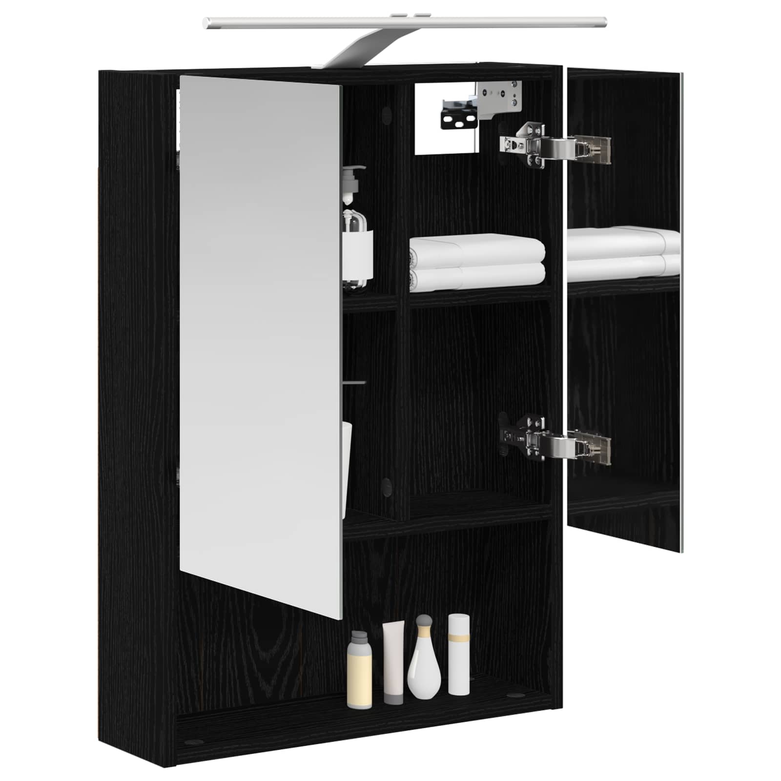 Badezimmerspiegelschrank Schwarz Eichen-Optik 50 x 14,5 x 70 cm