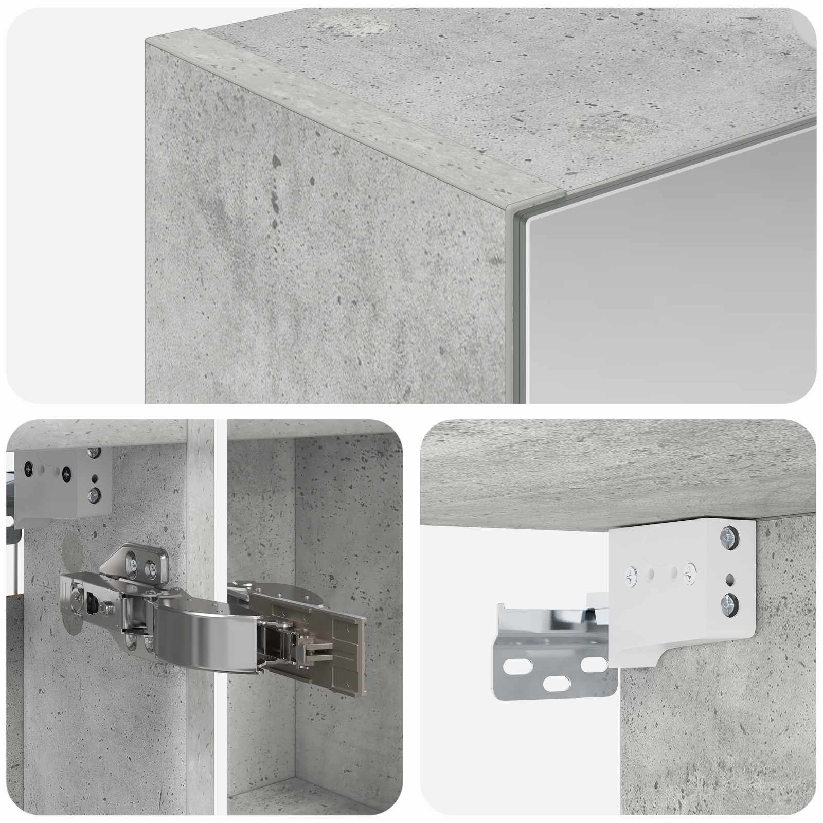 Badezimmerspiegelschrank mit Regal Beton Grau 50 x 14,5 x 70 cm
