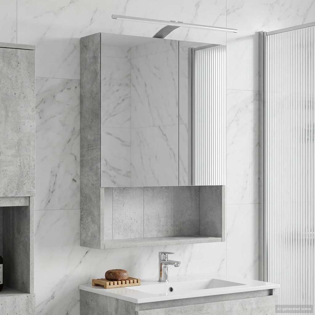 Badezimmerspiegelschrank mit Regal Beton Grau 50 x 14,5 x 70 cm
