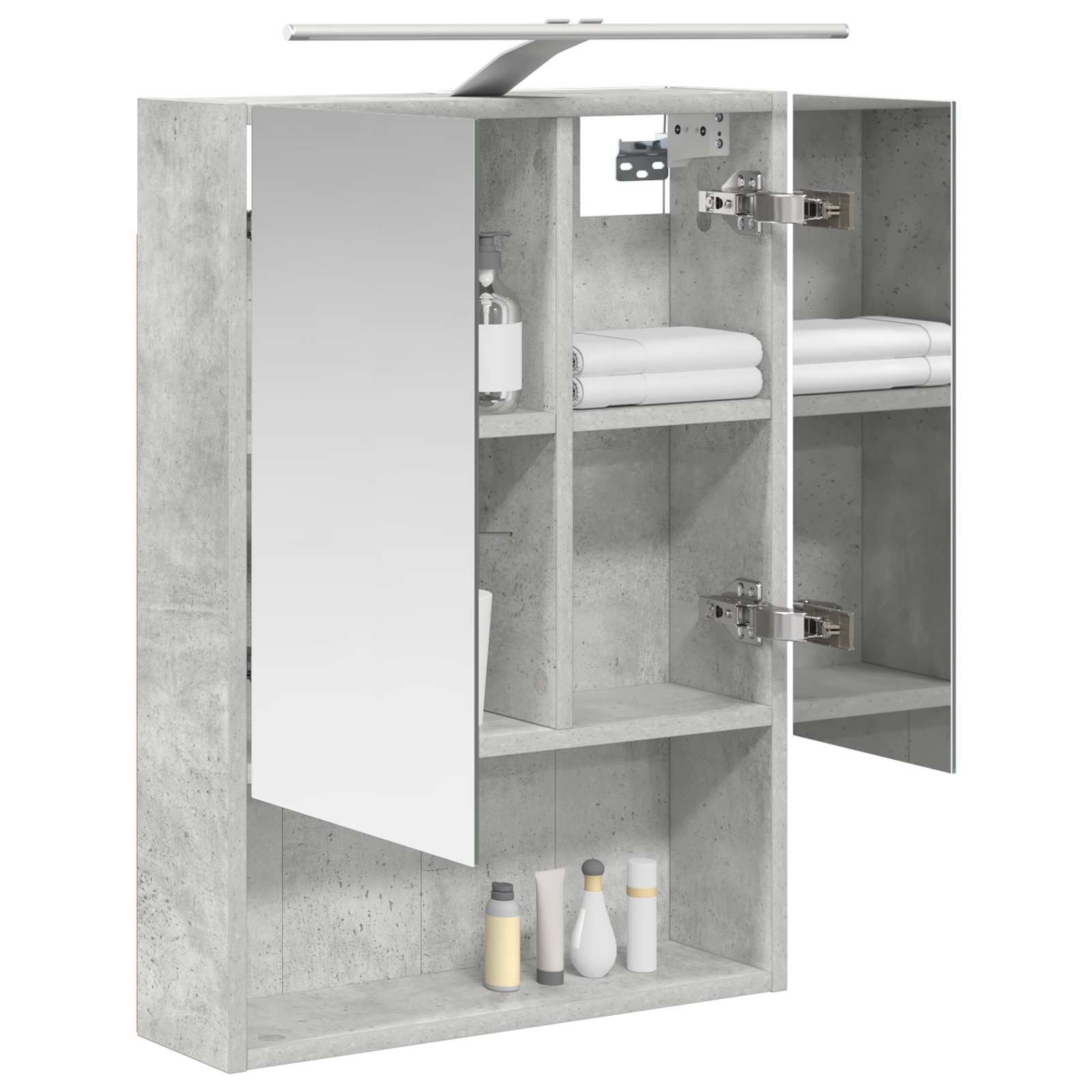 Badezimmerspiegelschrank mit Regal Beton Grau 50 x 14,5 x 70 cm