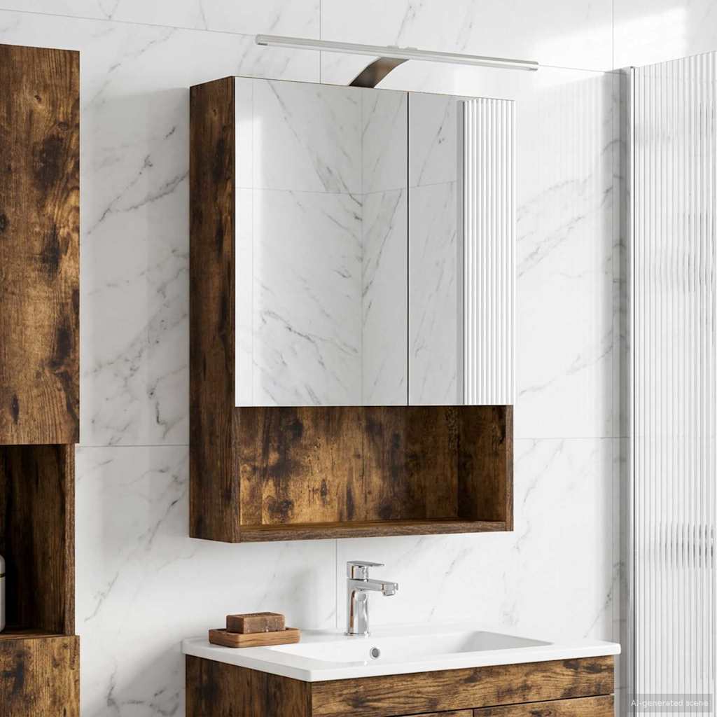 Badezimmerspiegelschrank Geräucherte Eiche 50 x 14,5 x 70 cm