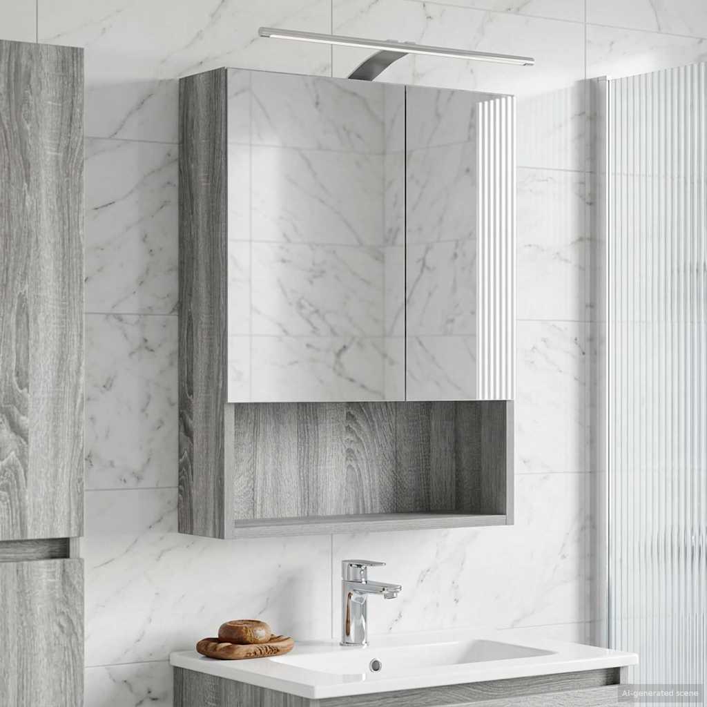 Badezimmerspiegelschrank Graues Sonoma 50 x 14,5 x 70 cm