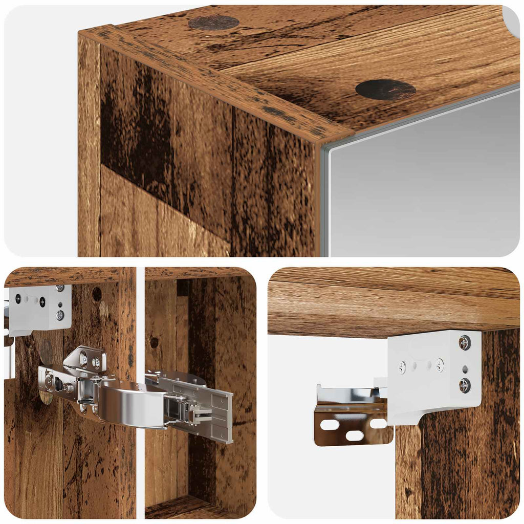 Badezimmerspiegelschrank mit Regal Altholz 50 x 14,5 x 70 cm