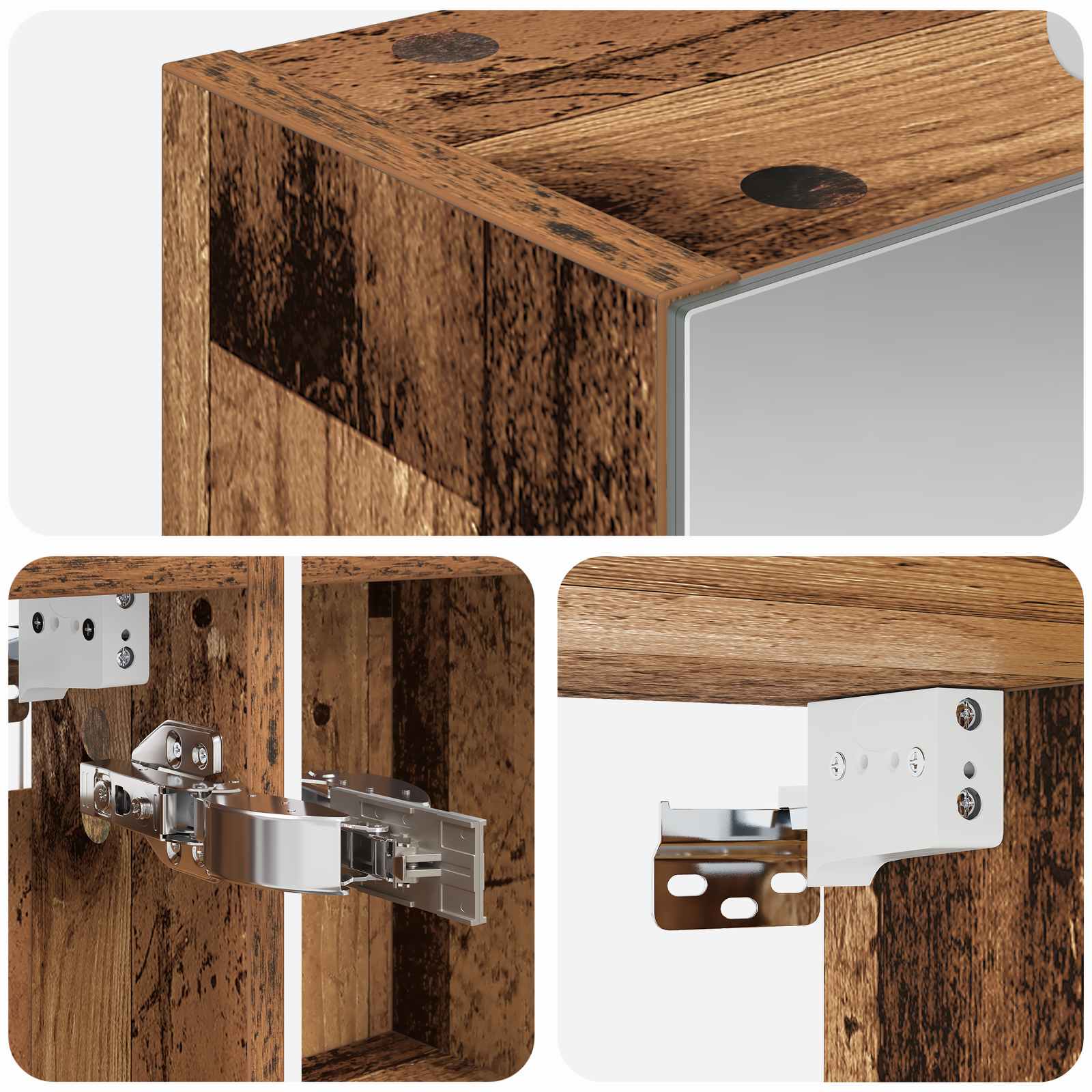 Badezimmerspiegelschrank mit Regal Altholz 50 x 14,5 x 70 cm