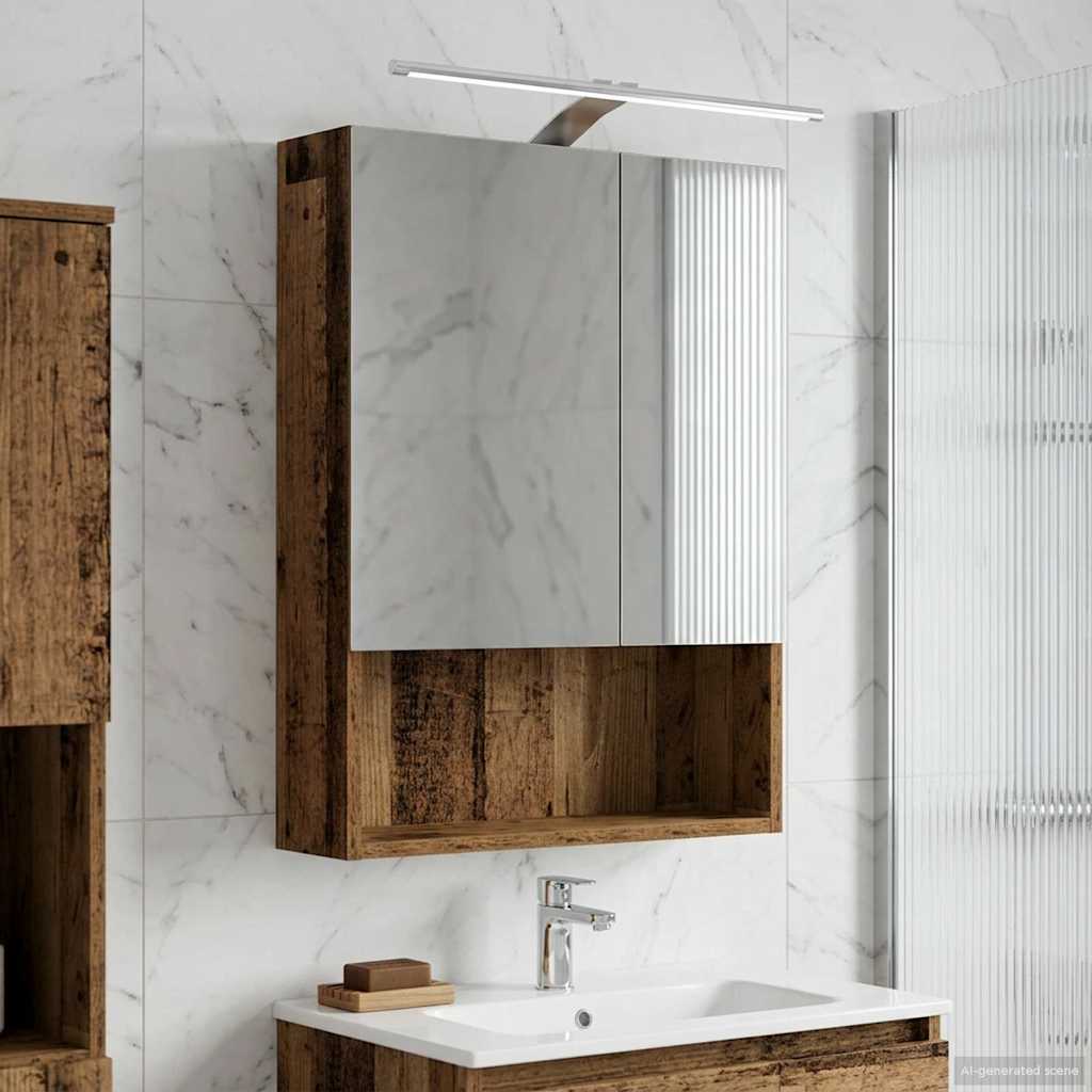 Badezimmerspiegelschrank mit Regal Altholz 50 x 14,5 x 70 cm