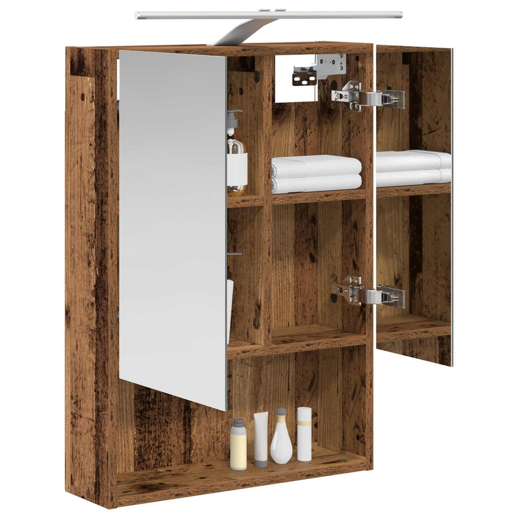 Badezimmerspiegelschrank mit Regal Altholz 50 x 14,5 x 70 cm
