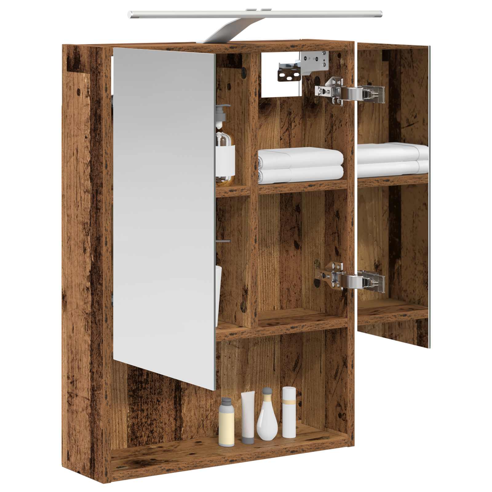 Badezimmerspiegelschrank mit Regal Altholz 50 x 14,5 x 70 cm