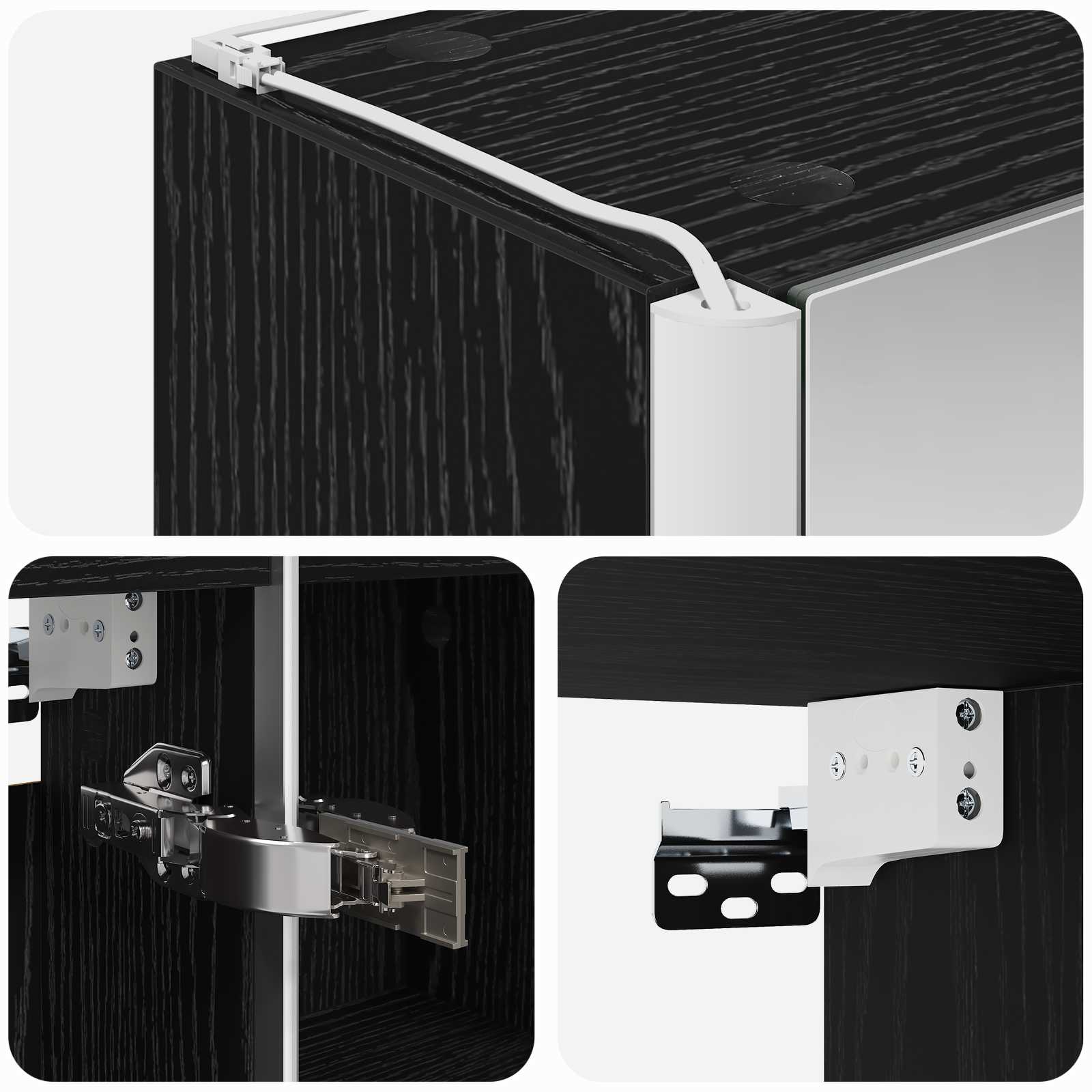 Badezimmerspiegelschrank Schwarz Eichen-Optik 33 x 11,5 x 50 cm