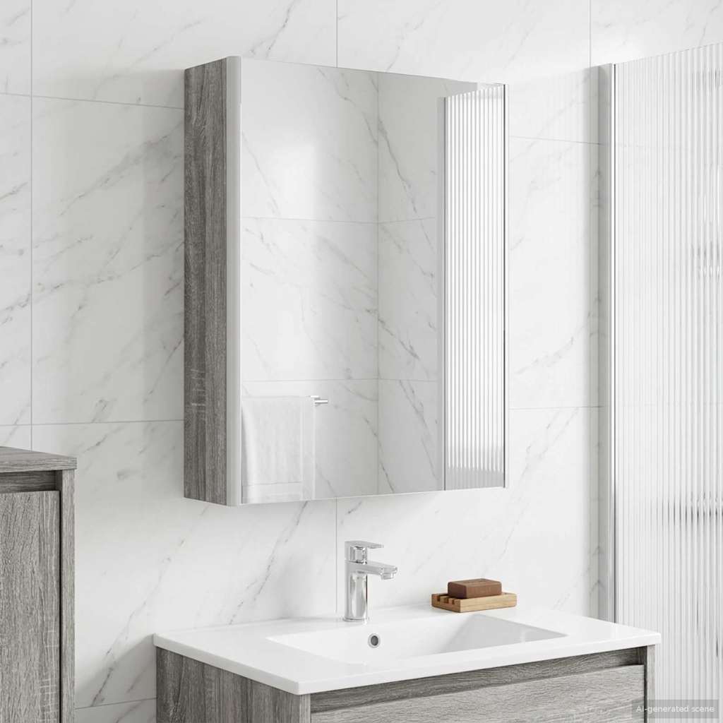 Badezimmerspiegelschrank Graues Sonoma 53,5 x 15,5 x 70 cm