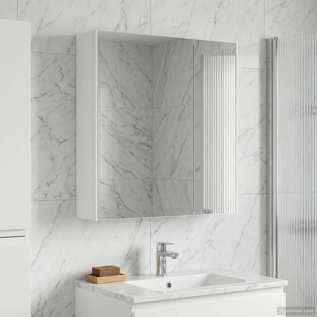 Badezimmerspiegelschrank Weiß 63,5 x 15,5 x 70 cm Holzwerkstoff