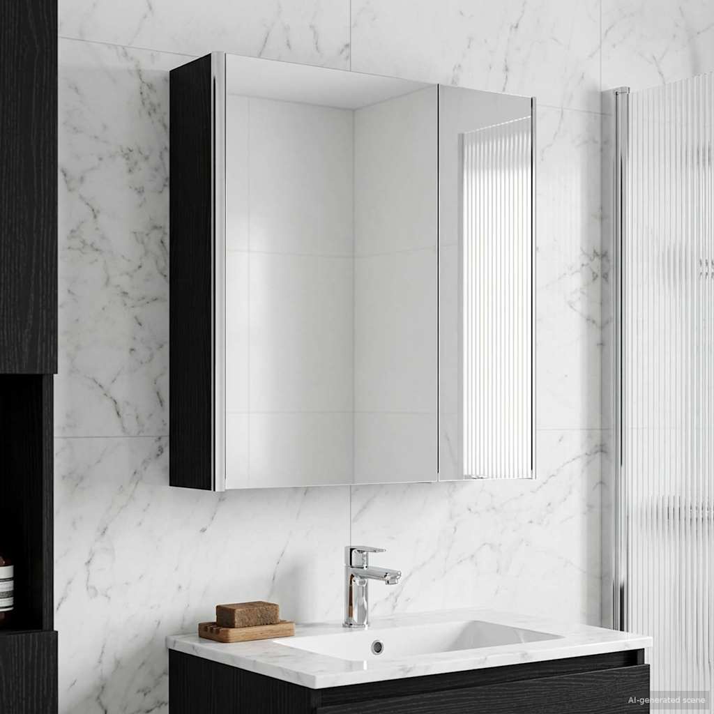 Badezimmerspiegelschrank Schwarz Eichen-Optik