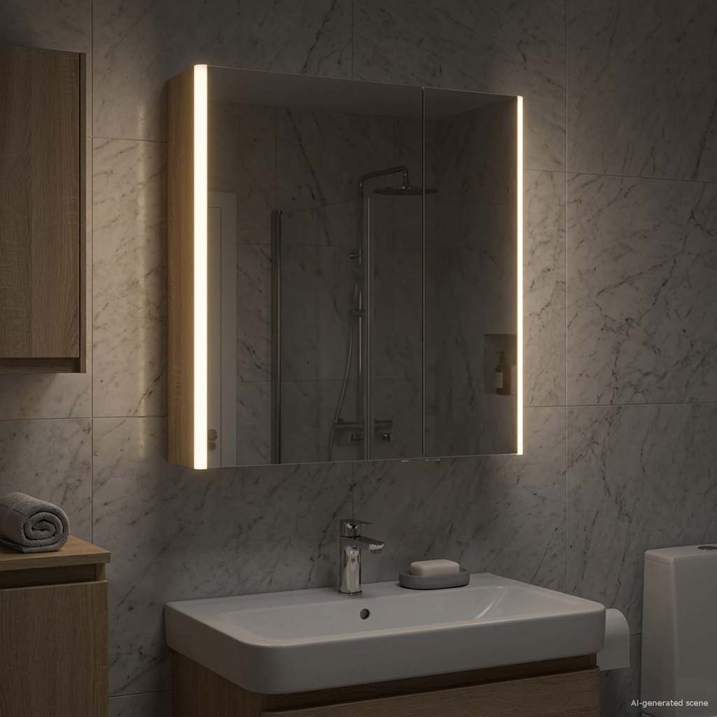 Badezimmerspiegelschrank Sonoma-Eiche 63,5 x 15,5 x 70 cm