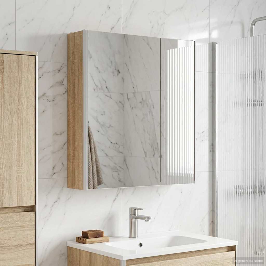 Badezimmerspiegelschrank Sonoma-Eiche 63,5 x 15,5 x 70 cm