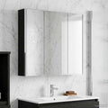 Badezimmerspiegelschrank mit Regal mit Tür Schwarz Eichen-Optik