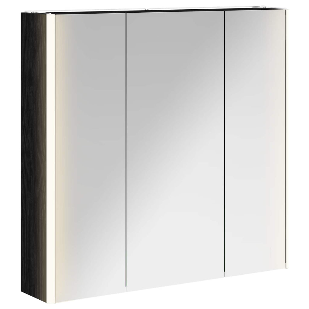 Badezimmerspiegelschrank mit Regal mit Tür Schwarz Eichen-Optik
