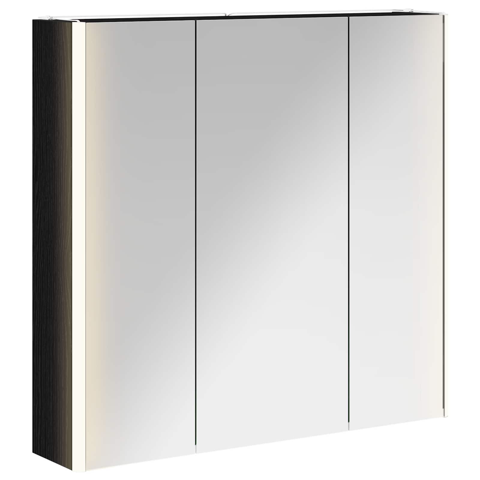 Badezimmerspiegelschrank mit Regal mit Tür Schwarz Eichen-Optik