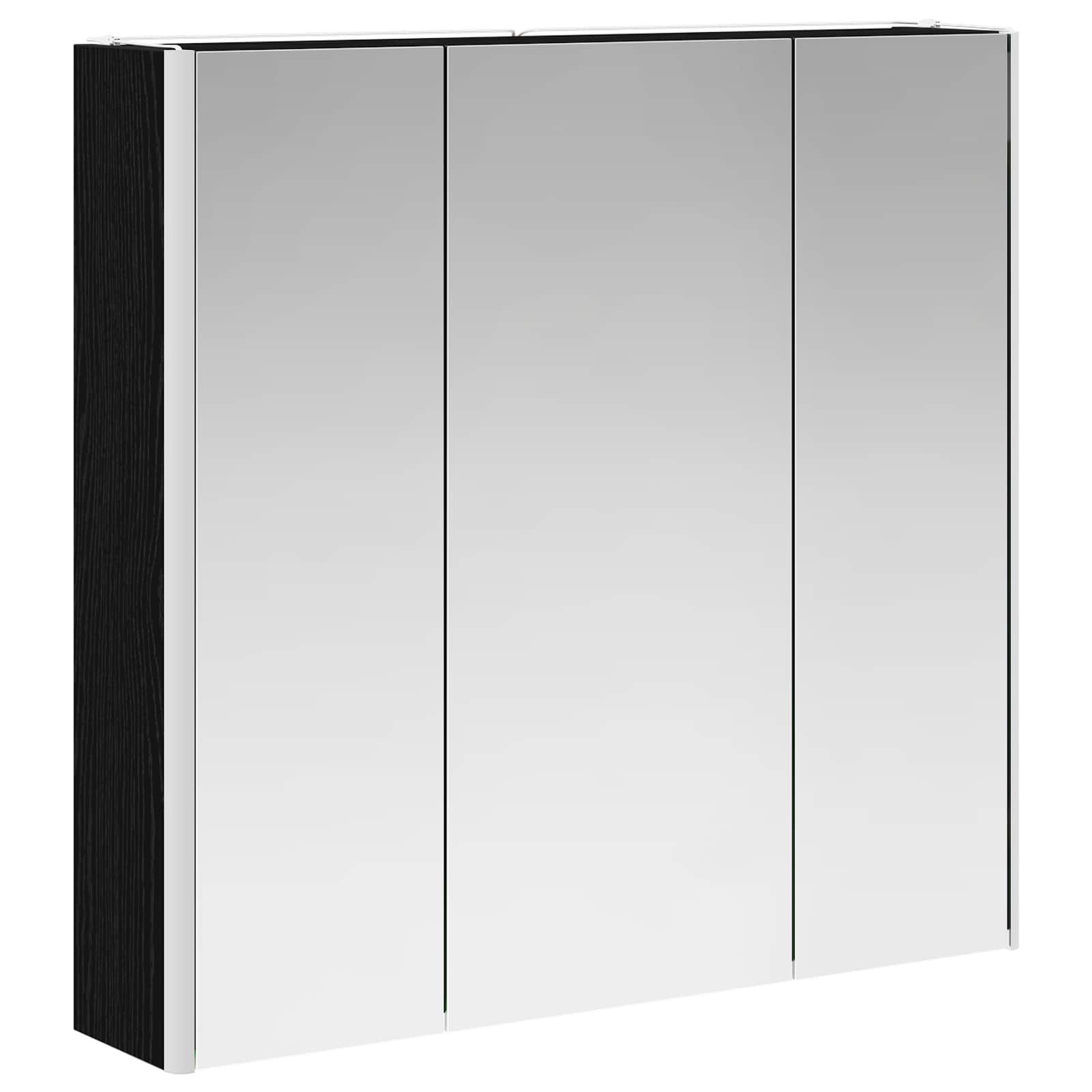 Badezimmerspiegelschrank mit Regal mit Tür Schwarz Eichen-Optik