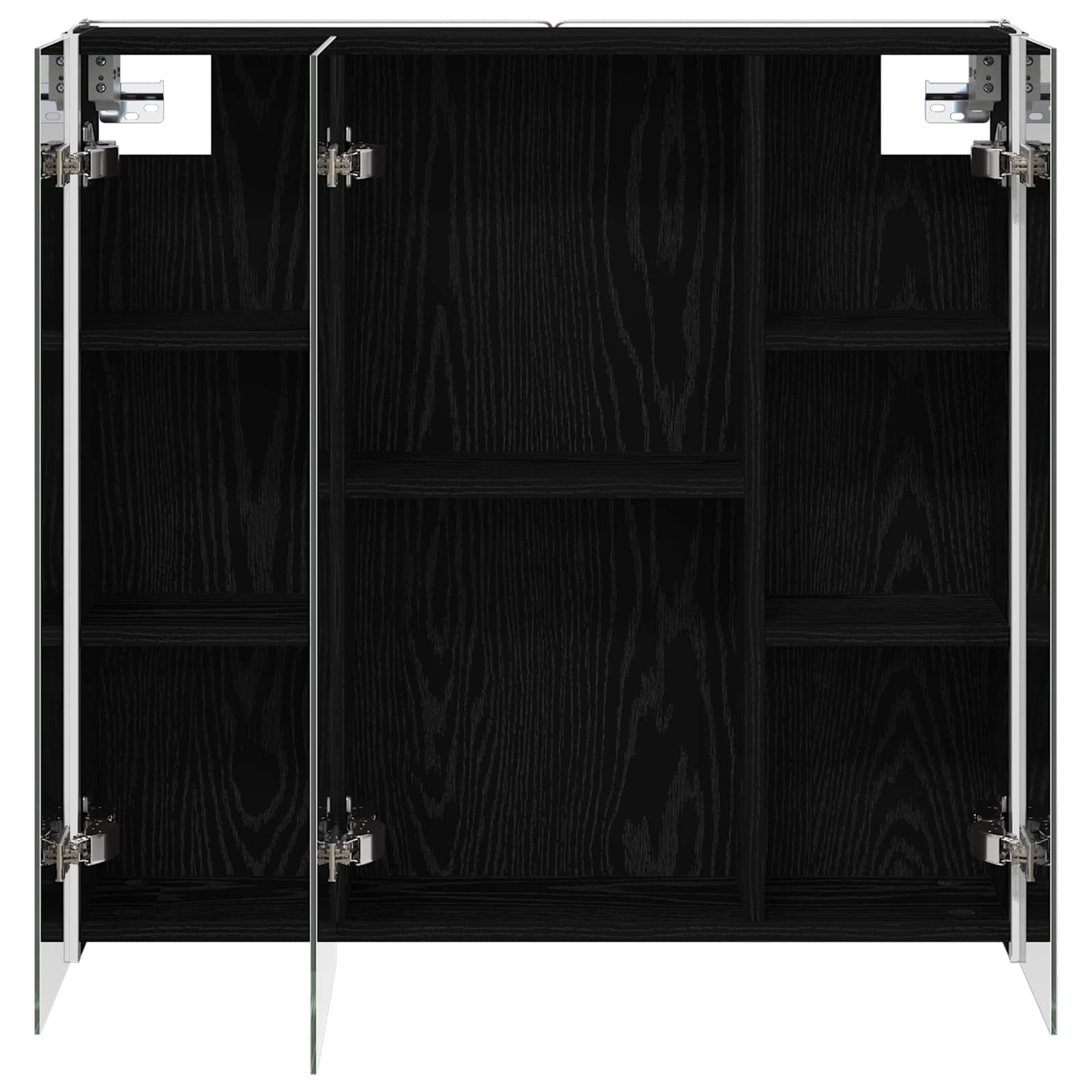 Badezimmerspiegelschrank mit Regal mit Tür Schwarz Eichen-Optik