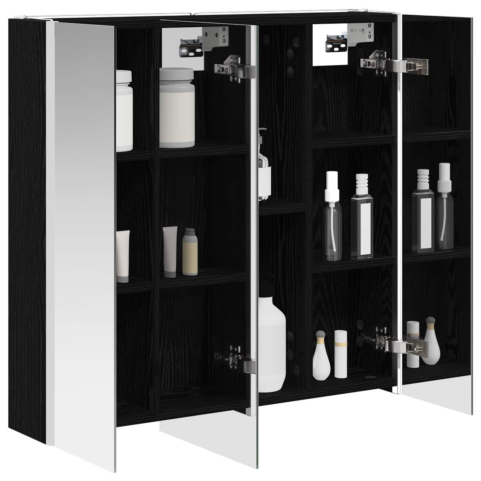 Badezimmerspiegelschrank mit Regal mit Tür Schwarz Eichen-Optik