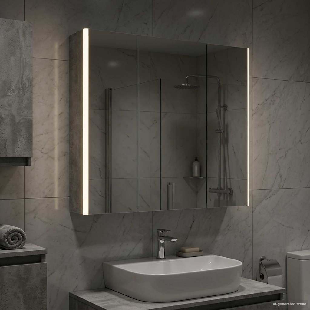 Badezimmerspiegelschrank mit Tür Beton Grau 73,5 x 15,5 x 70 cm