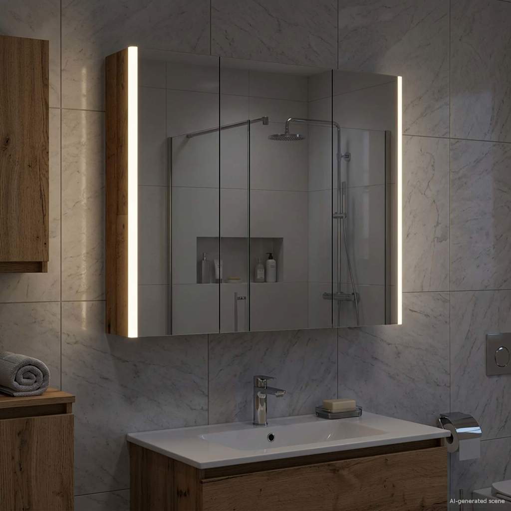 Badezimmerspiegelschrank mit Regal Altholz 73,5 x 15,5 x 70 cm