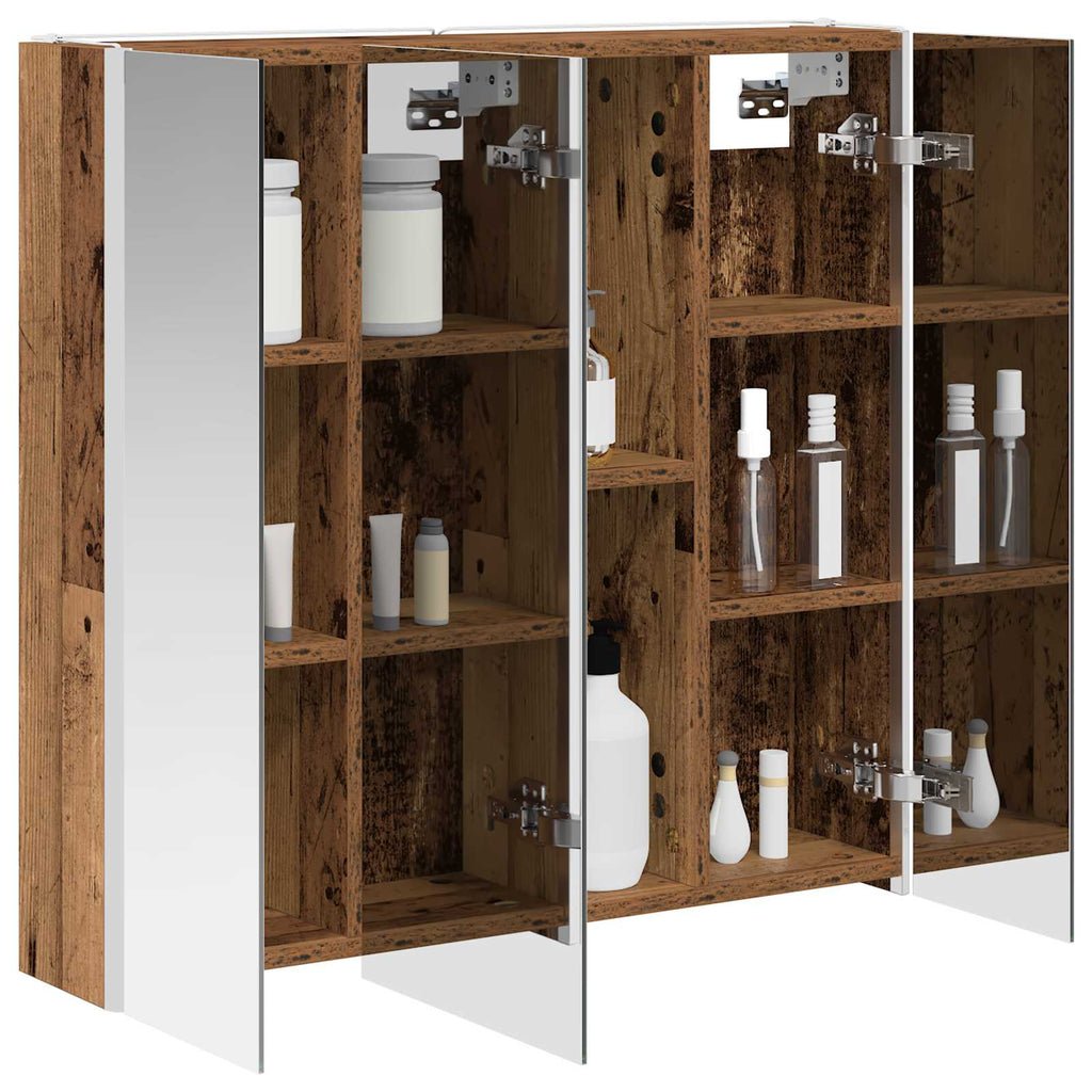 Badezimmerspiegelschrank mit Regal Altholz 73,5 x 15,5 x 70 cm