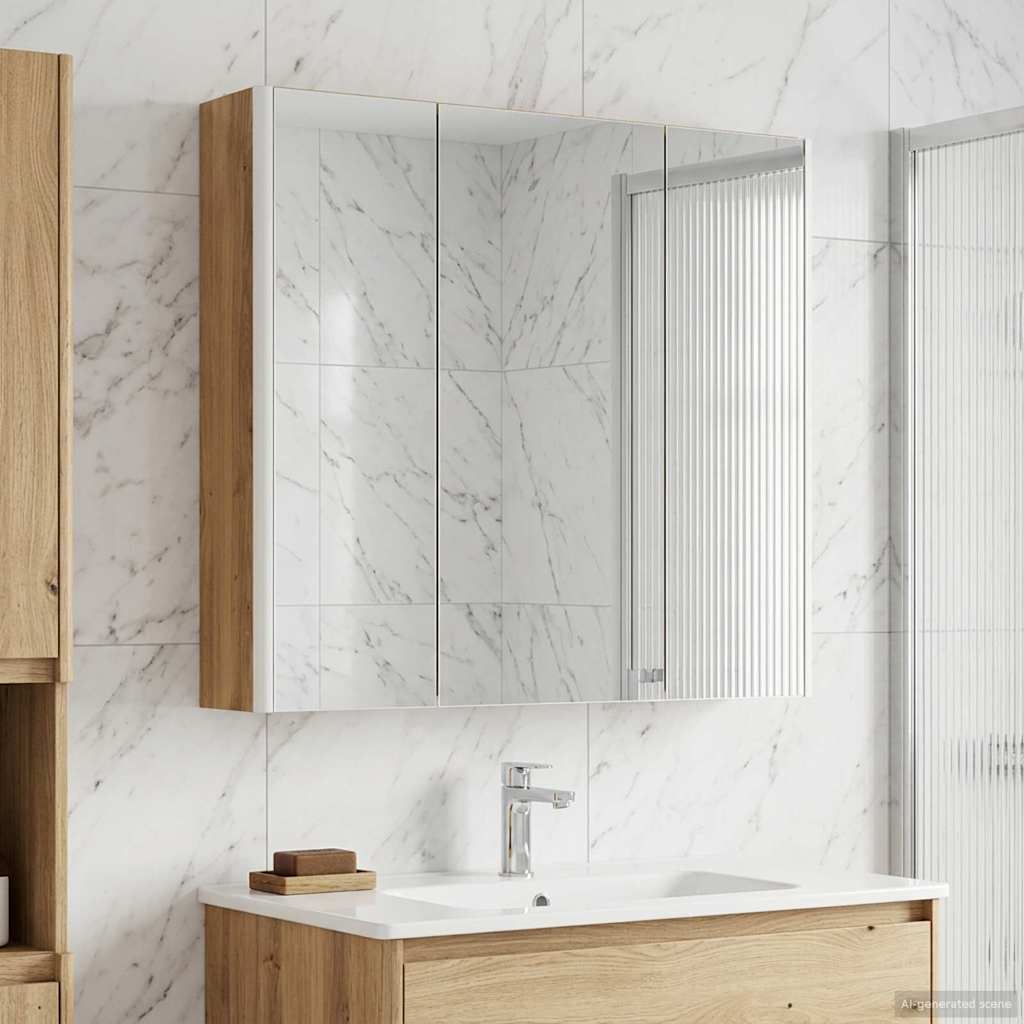 Badezimmerspiegelschrank mit Regal mit Tür Kunsthandwerk Eiche