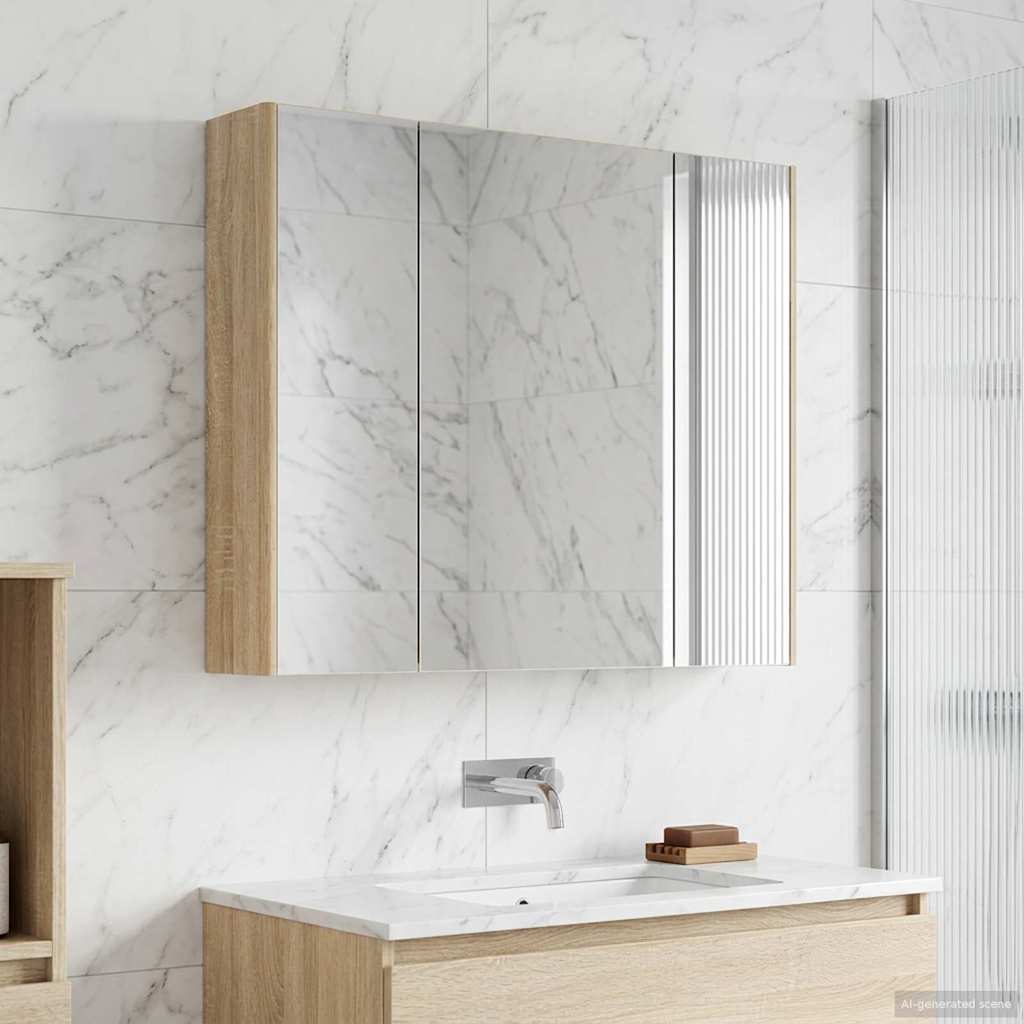 Badezimmerspiegelschrank Sonoma-Eiche 83,5 x 15,5 x 70 cm