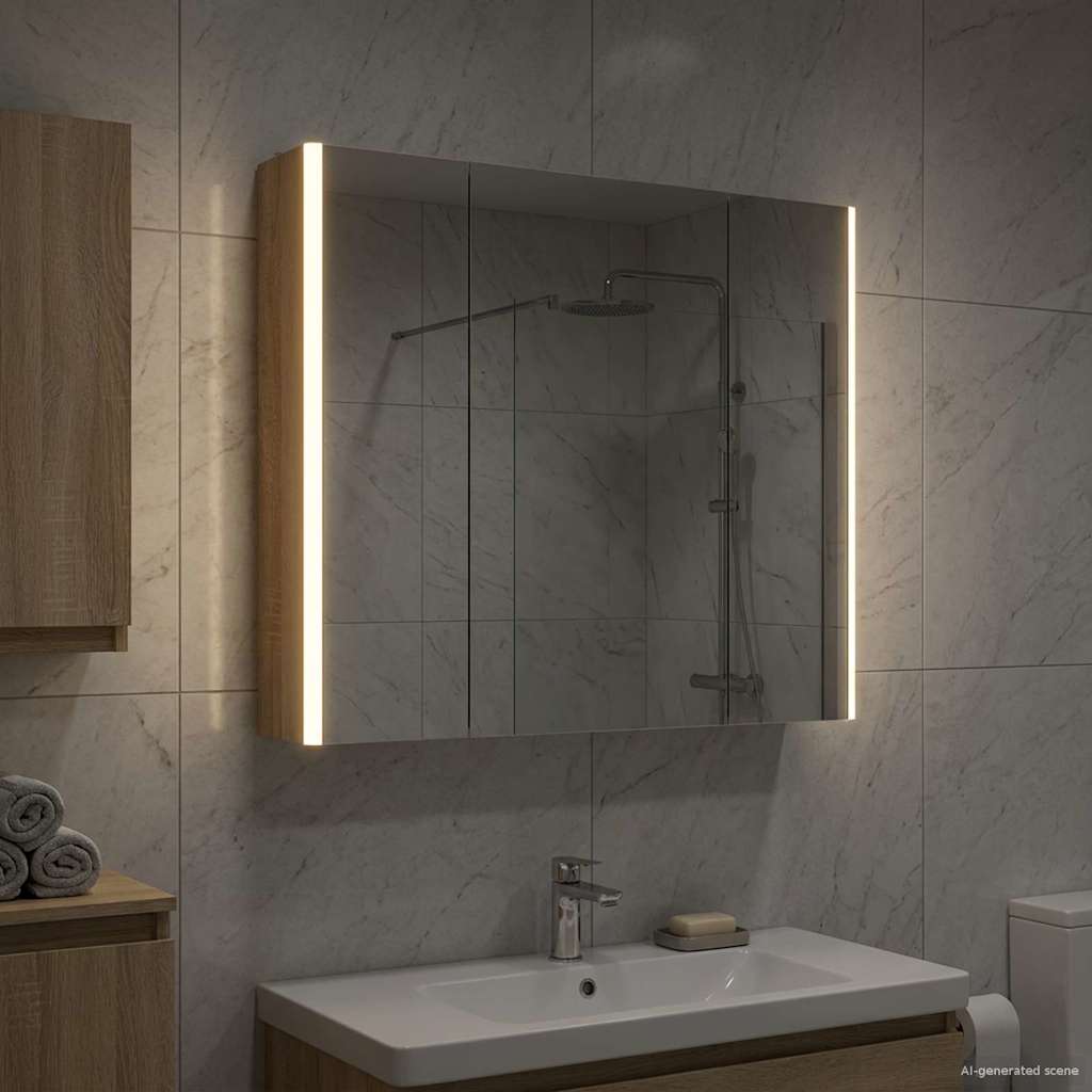 Badezimmerspiegelschrank Sonoma-Eiche 83,5 x 15,5 x 70 cm