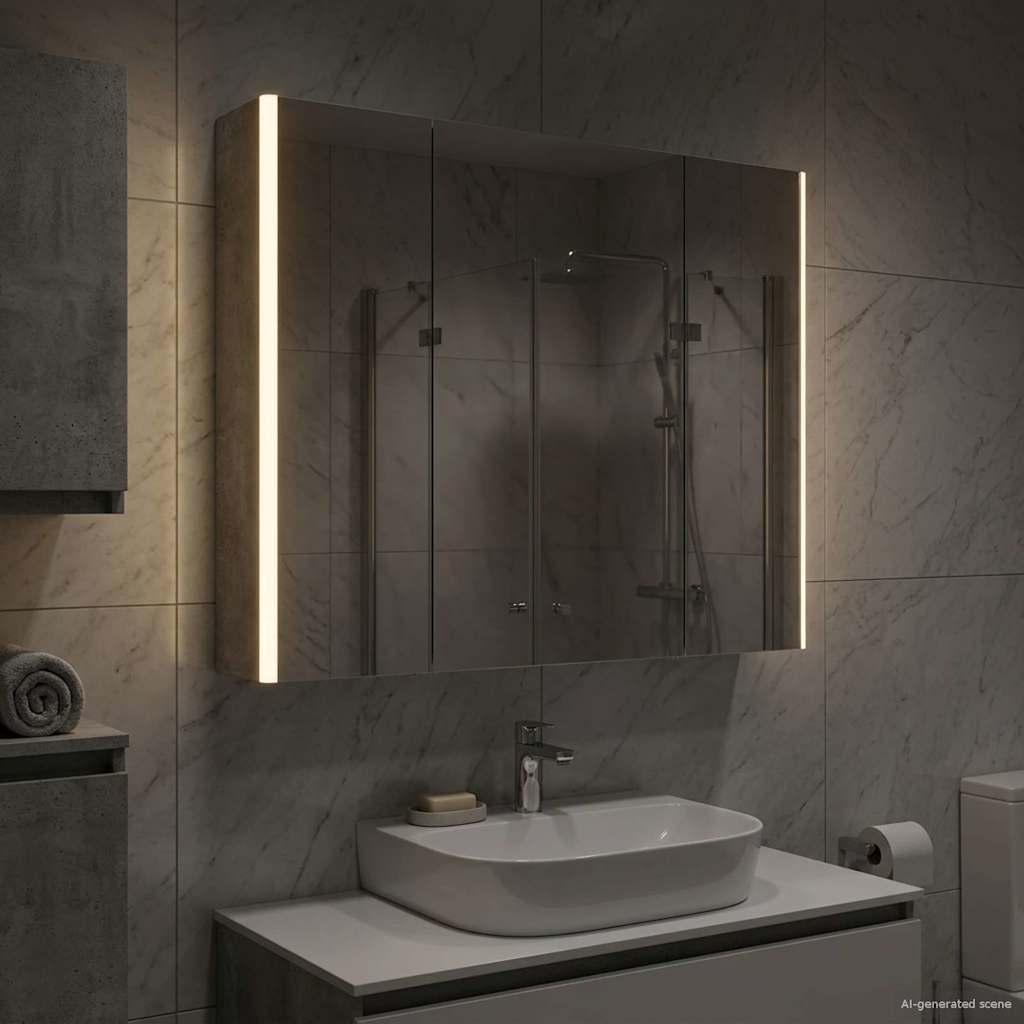 Badezimmerspiegelschrank Beton Grau 83,5 x 15,5 x 70 cm