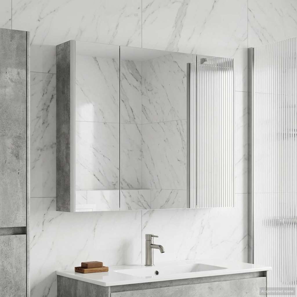 Badezimmerspiegelschrank Beton Grau 83,5 x 15,5 x 70 cm